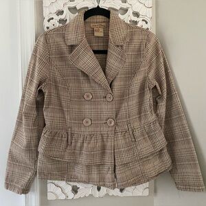 Paris Blues Vintage 90s Y2K Plaid Ruffle Blazer Top Jacket Sz M Preppy Academia